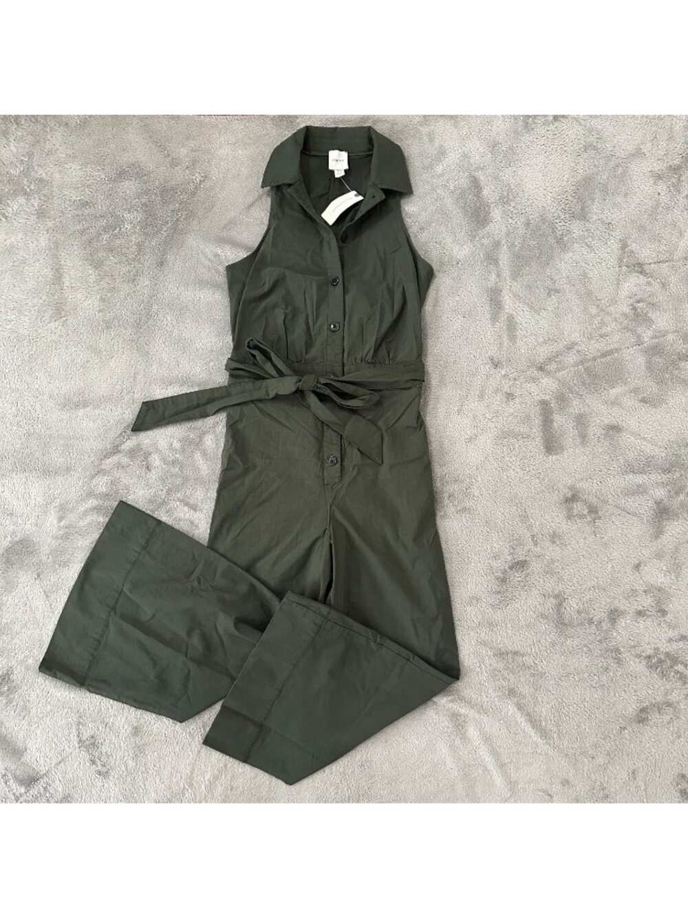 NWT $158 Maeve Halter Wide Leg Crop Jumpsuit Women's 0 Dark Green